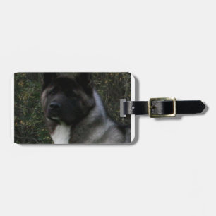 akita pinto black mask luggage tag