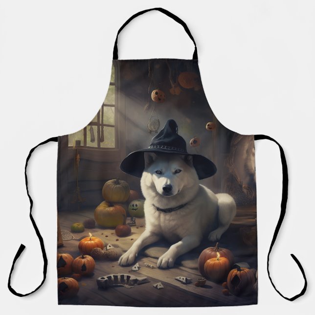 Akita Pumpkins Halloween Scary Apron (Front)