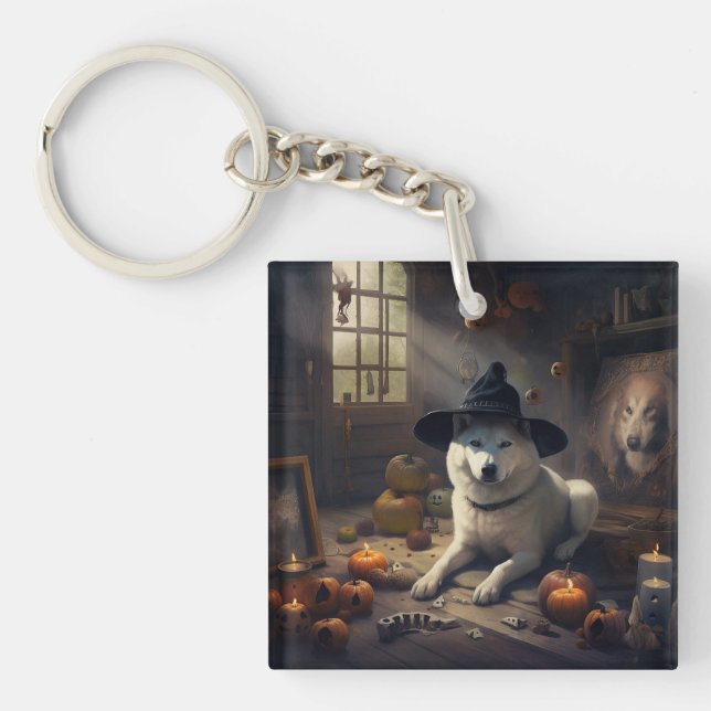 Akita Pumpkins Halloween Scary Keychain (Front)