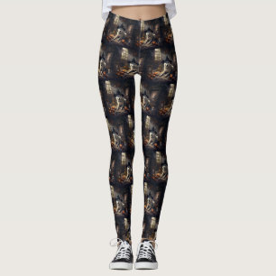 Akita Pumpkins Halloween Scary Leggings