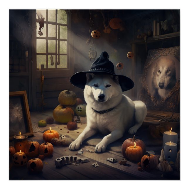 Akita Pumpkins Halloween Scary Poster (Front)