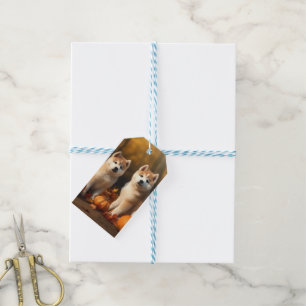 Akita Puppy Autumn Delight Pumpkin Gift Tags