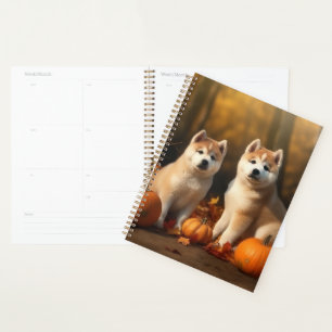 Akita Puppy Autumn Delight Pumpkin Planner