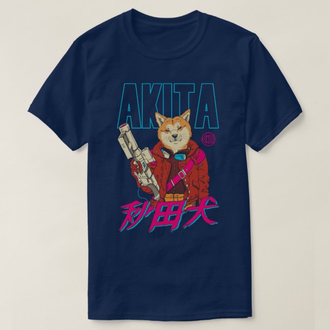 Akita Retrowave  T-Shirt (Design Front)