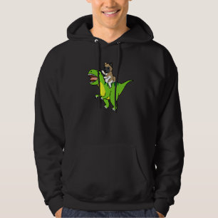 Akita Riding Rex Dinosaur Dog Hoodie