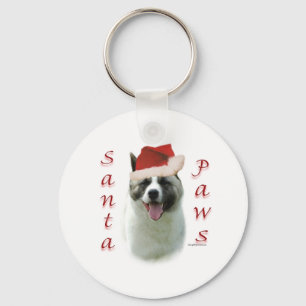Akita Santa Paws Keychain
