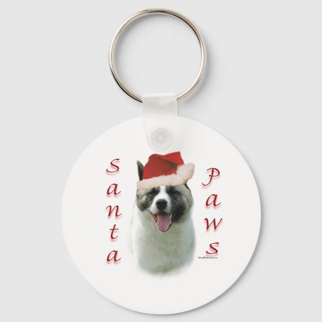 Akita Santa Paws Keychain (Front)