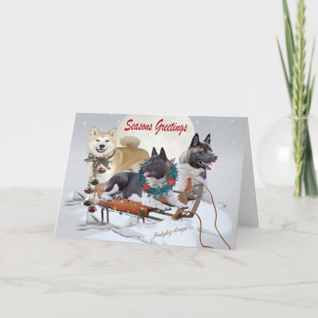 Akita Season Greetings Cards (Front)