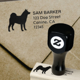Akita Silhouette Return Address Rubber Stamp