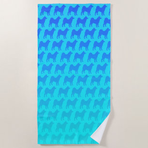 Akita Silhouettes Pattern Beach Towel