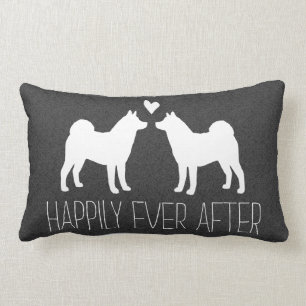 Akita Silhouettes with Heart and Text Lumbar Pillow
