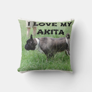 akita silver black overlay full love w pic throw pillow