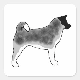 akita silver black overlay silo square sticker