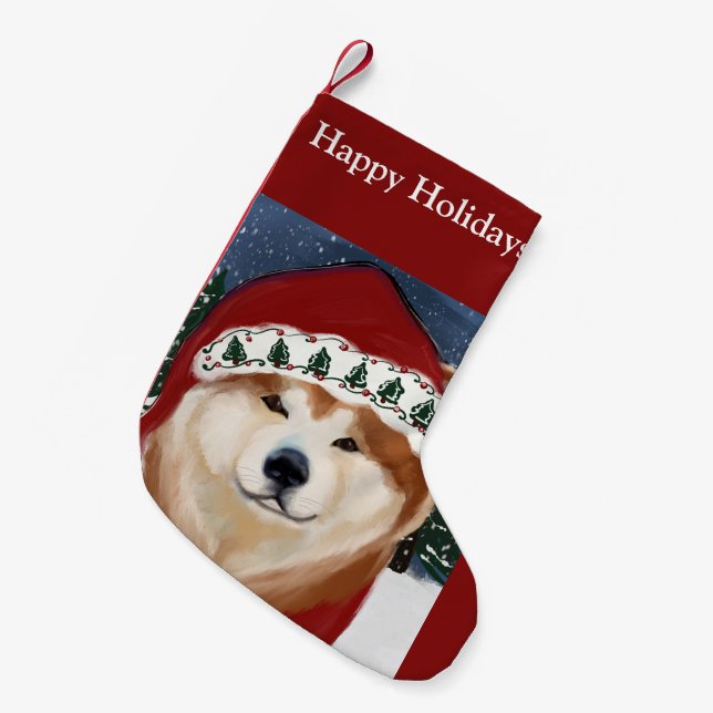 AKITA           SMALL CHRISTMAS STOCKING (Front (Hanging))