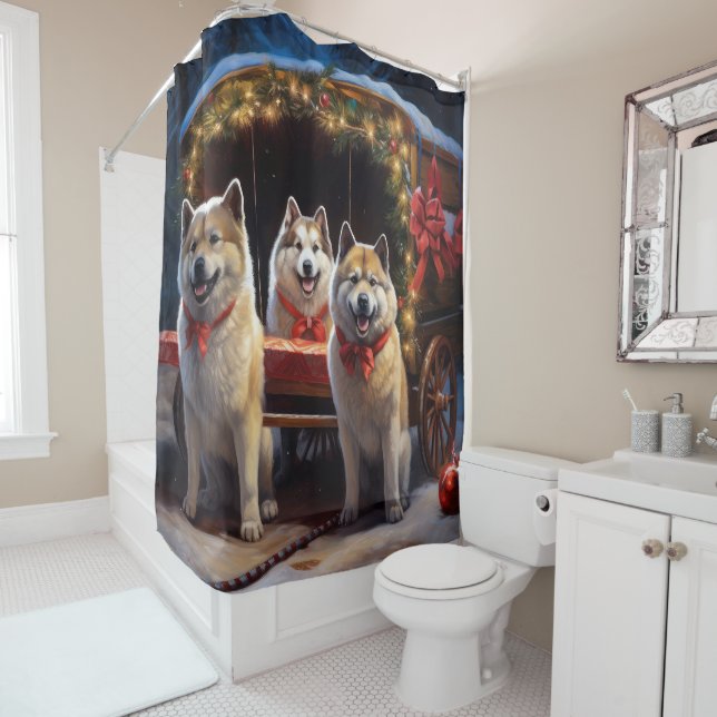 Akita Snowy Sleigh Ride Christmas Decor (In Situ)