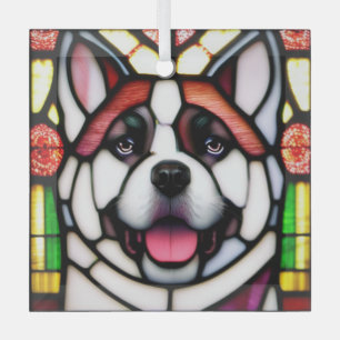 Akita "Stained Glass"  Glass Ornament