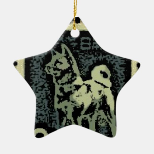Akita Stamp Ceramic Ornament (Front)