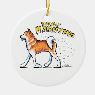 Akita Totally Hairifying Ceramic Ornament
