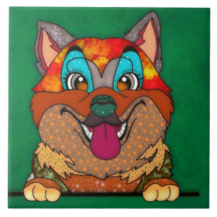 Akita ugly dog face ceramic tile