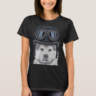 Akita Wearing Vintage Motorcycle Helmet T-Shirt