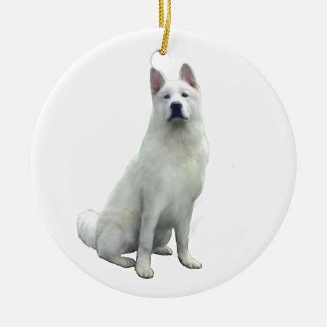 Akita - White Ceramic Ornament (Front)