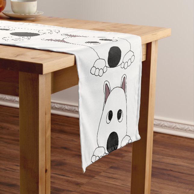 akita white peeping short table runner (In Situ)