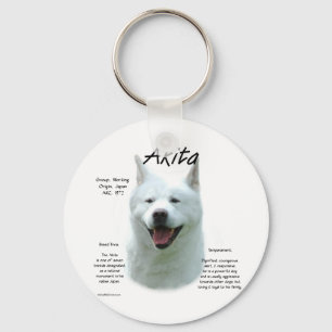 Akita (wht) History Design Keychain