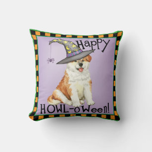 Akita Witch Throw Pillow