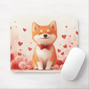 Akita with Roses - Valentine's Day Mouse Pad