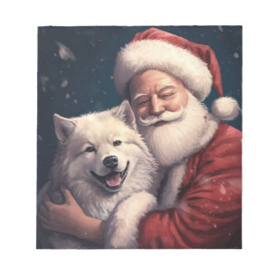 Akita with Santa Claus Festive Christmas  Notepad