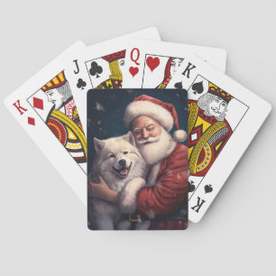 Akita with Santa Claus Festive Christmas  Playing Cards