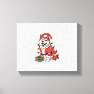 Akita Xmas Lighting Santa Akita Dog Christmas Canvas Print