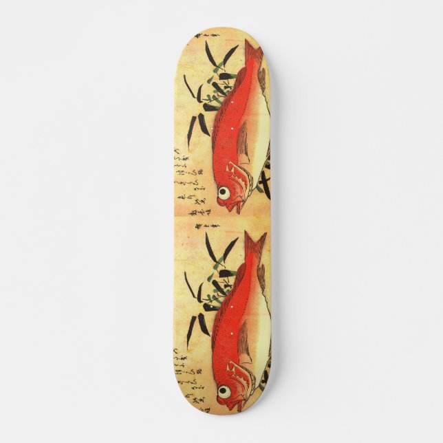 Akodai - Hiroshige's Colourful Japanese Fish Print Skateboard (Front)