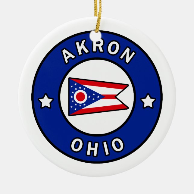 Akron Ohio Ceramic Ornament (Front)