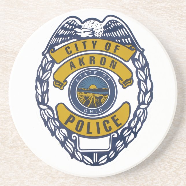 Akron Ohio Police Department Sticker. Coaster (Front)