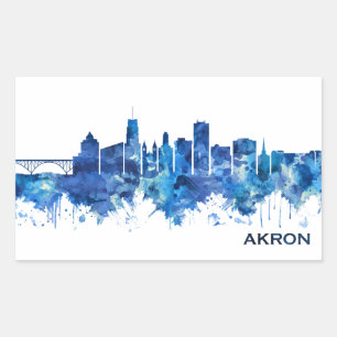 Akron Ohio Skyline Blue Sticker