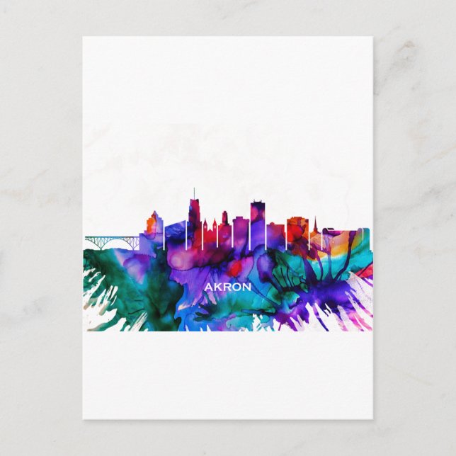 Akron Skyline Holiday Postcard (Front)