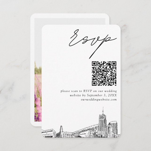 Akron Wedding Modern RSVP QR Code Enclosure Card (Front/Back)