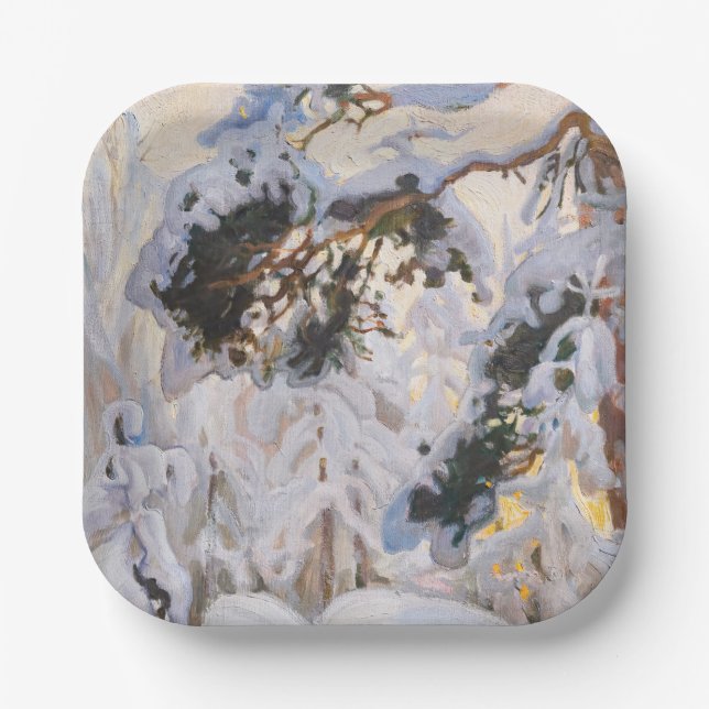 Akseli Gallen-Kallela - Forest in Winter Paper Plate (Front)