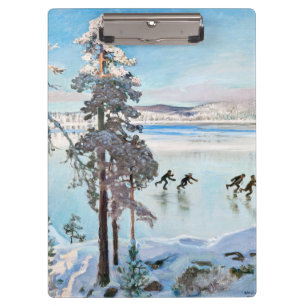 Akseli Gallen-Kallela - Skaters near Kalela Shore Clipboard