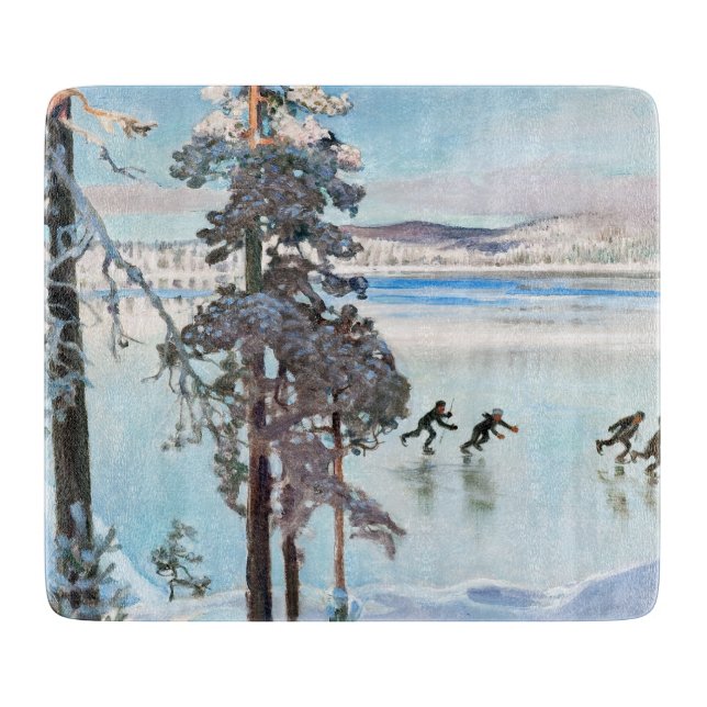 Akseli Gallen-Kallela - Skaters near Kalela Shore Cutting Board (Front)