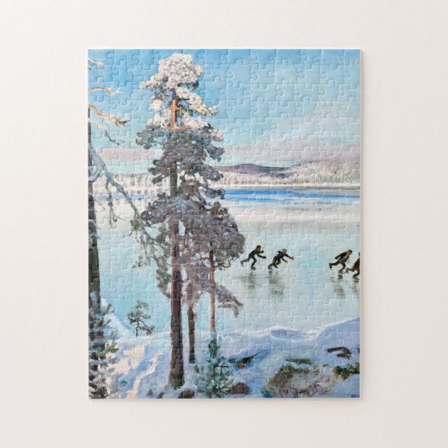 Akseli Gallen-Kallela - Skaters near Kalela Shore Jigsaw Puzzle (Vertical)