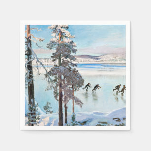 Akseli Gallen-Kallela - Skaters near Kalela Shore Napkin