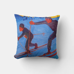 Akseli Gallen-Kallela - Skiers Throw Pillow