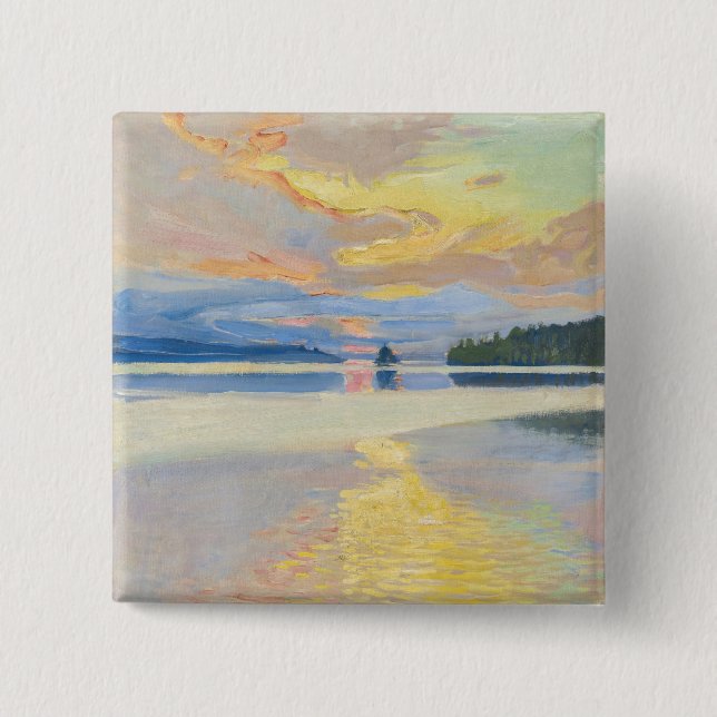 Akseli Gallen-Kallela - Sunset over Lake Ruovesi 2 Inch Square Button (Front)