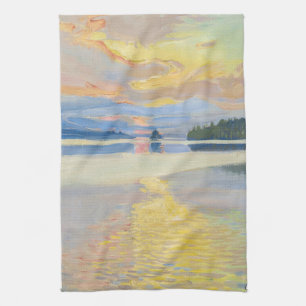 Akseli Gallen-Kallela - Sunset over Lake Ruovesi Kitchen Towel