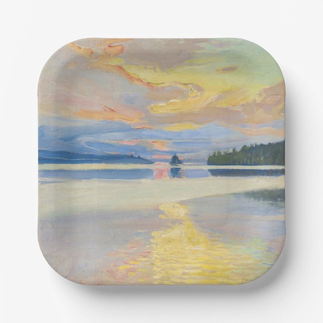 Akseli Gallen-Kallela - Sunset over Lake Ruovesi Paper Plate (Front)