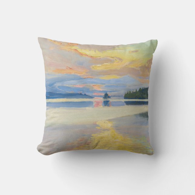Akseli Gallen-Kallela - Sunset over Lake Ruovesi Throw Pillow (Front)