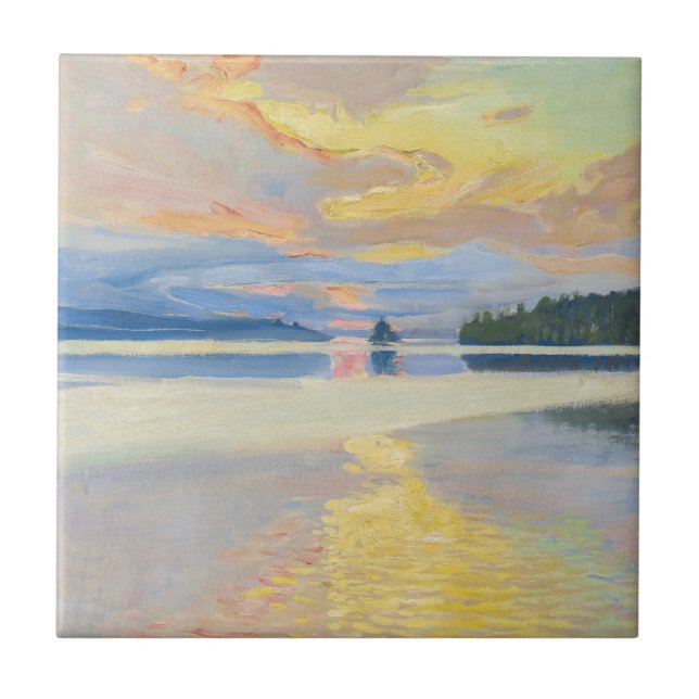 Akseli Gallen-Kallela - Sunset over Lake Ruovesi Tile (Front)