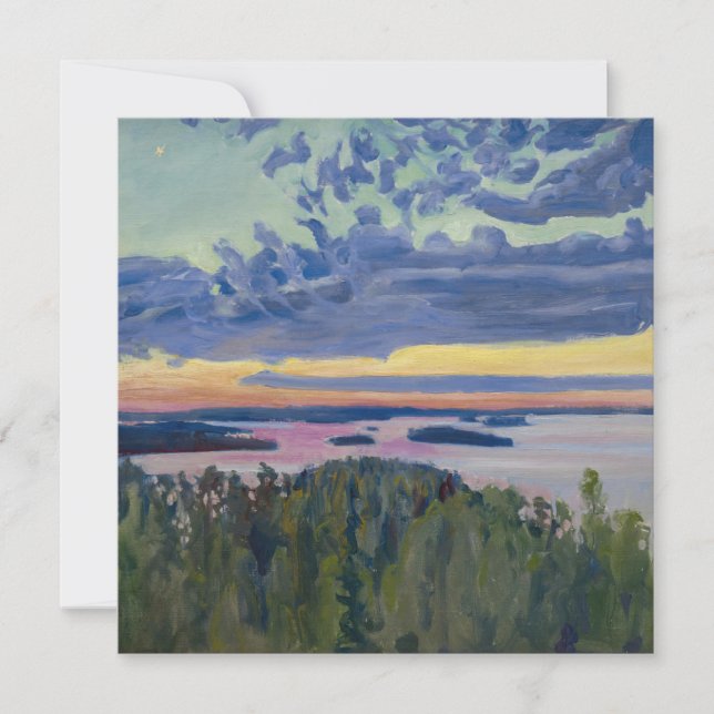 Akseli Gallen-Kallela - View over a Lake at Sunset Invitation (Front)